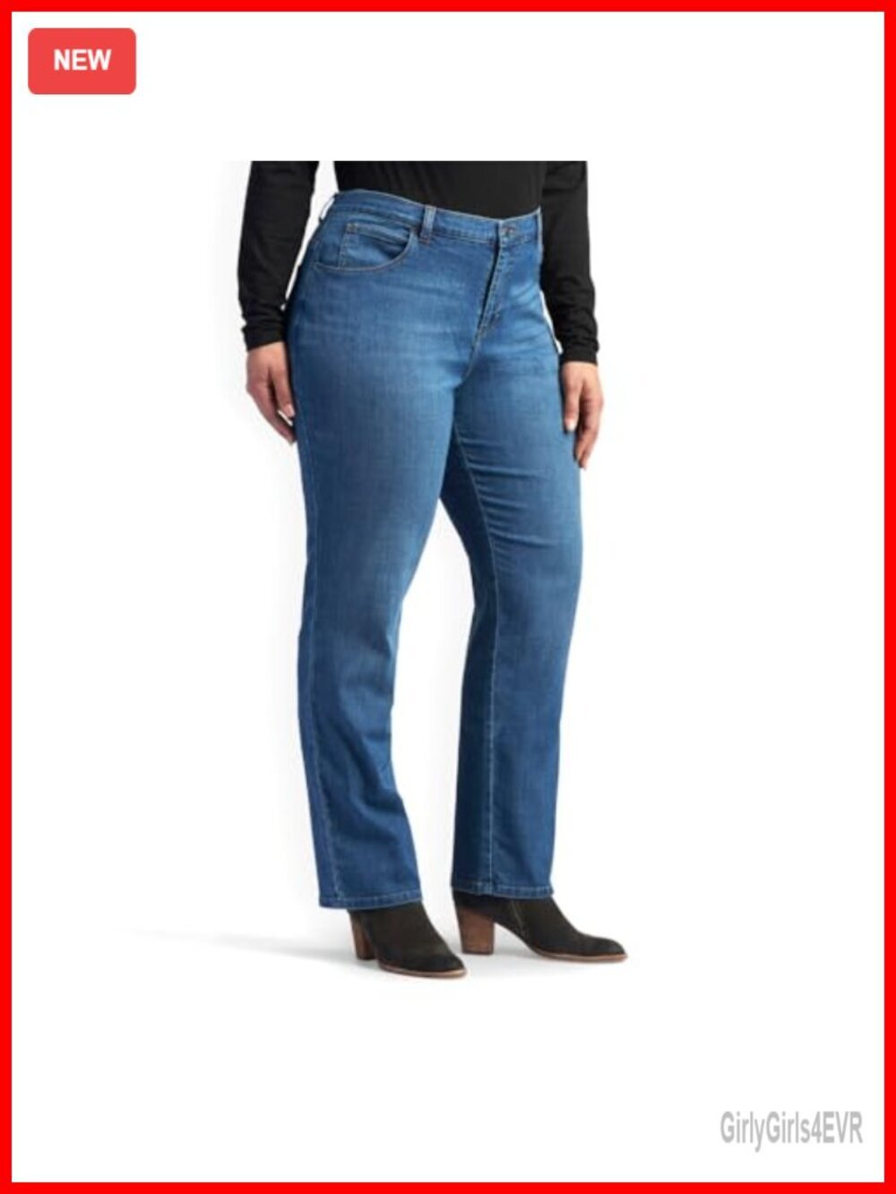 Relaxed Fit Mid Rise Straight Leg Jean Flex Stretch Waistband Cotton Blend Size